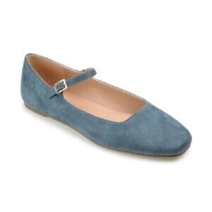 Journee Womens Carrie Buckle Square Toe Mary Jane Dress Flats, Blue Size 8M